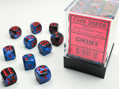 CHESSEX - GEMINI 36D6 BLACK-STARLIGHT/RED 12MM